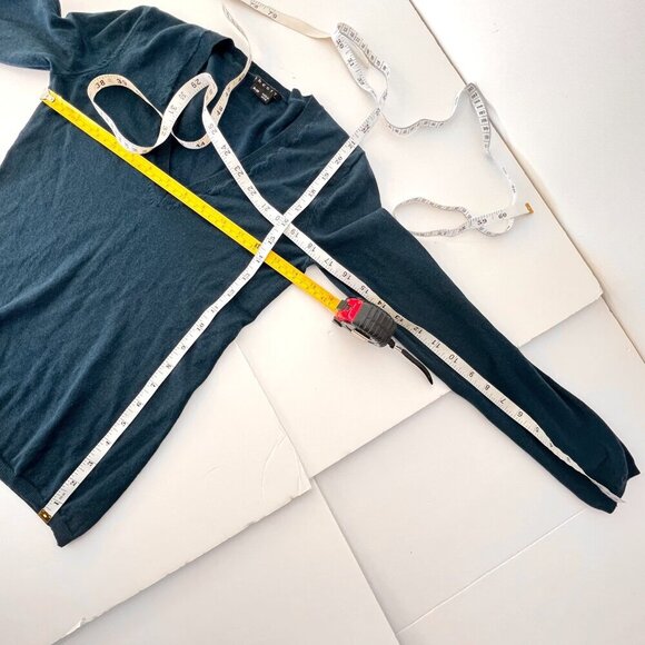 Theory Wool Dark Blue/Green Lightweight V-Neck Pullover Sweater Sz XS‎ - Picture 10 of 11